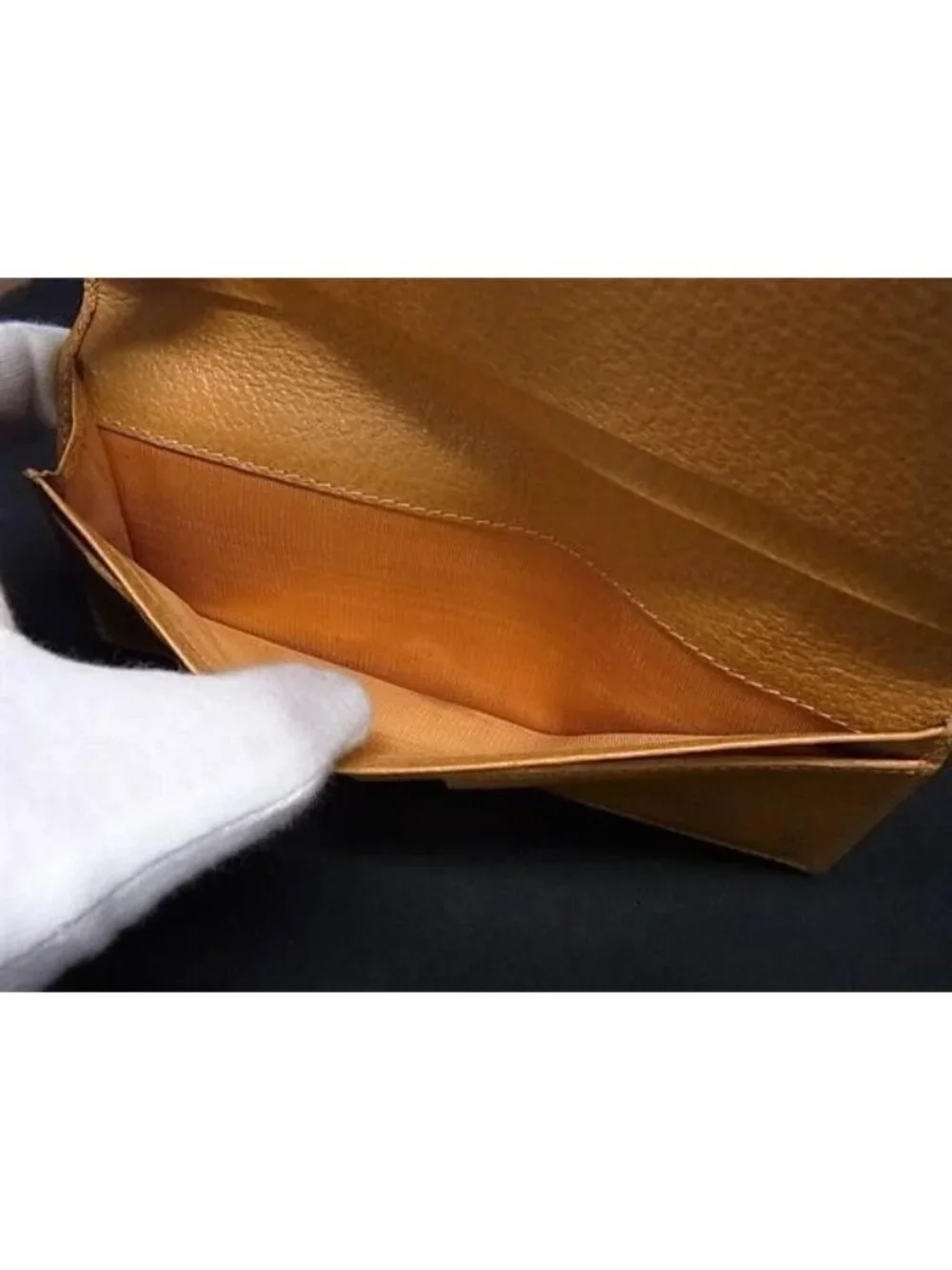Gucci Wallet 035.0 Brown Gold Leather Bifold - Picture 4 of 6